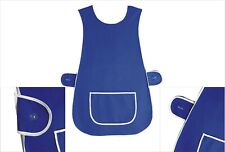 LADIES WOMEN TABARD APRON ROYAL BLUE  OVERALL KITCHEN CLEANING POCKET PLUS SIZE 