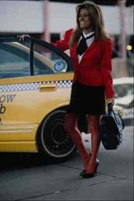 746083 Woman With Business Look Hailing A Taxi A4 Photo Print