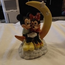 Vintage Disney Mickey Minnie Mouse Poreclain Music Box When You Wish Upon A Star