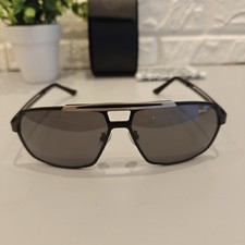 BMW 602 65-14 132 Polarised Black Metal Rectangular Mens Sunglasses Blue Lenses 