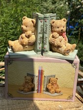 Vintage Teddy Bear Bookends Ceramic Hand Painted Nursery Collectible