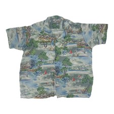 Vintage Hawaiian Shirt Pineapple Connection Rayon Palm tree aloha Tiki print L