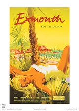 EXMOUTH DEVON POSTER VINTAGE RETRO HOLIDAY RAILWAY TRAVEL ADVERTISING ART  