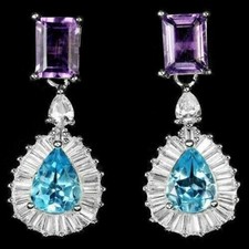 Silver Earrings Topaz Amethyst