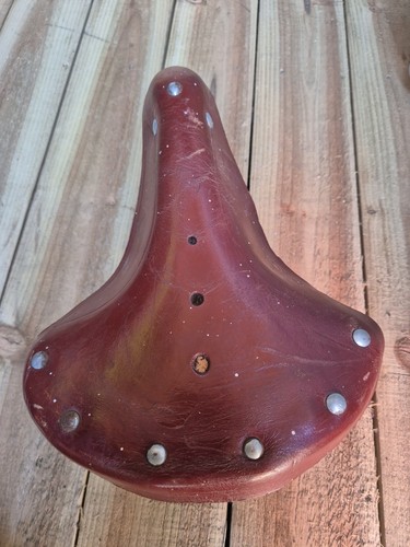 Vintage leather bicycle saddle - leather,