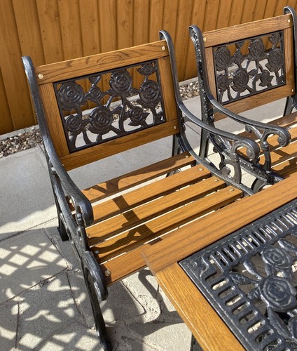 Cast iron inlayed chairs long - inlayed, &long