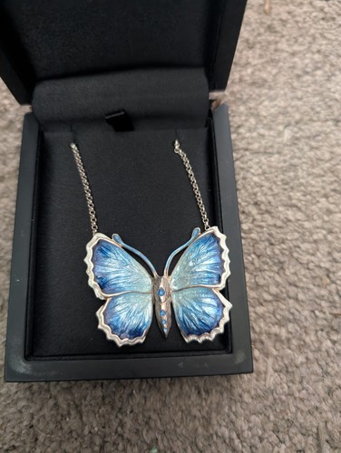Blue butterfly necklace - butterfly,