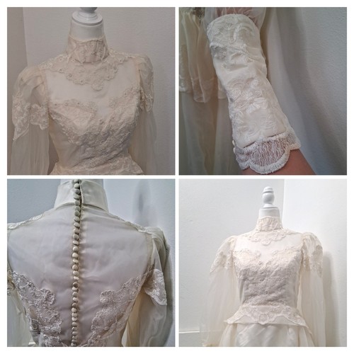 80s ivory lace wedding - 80s,