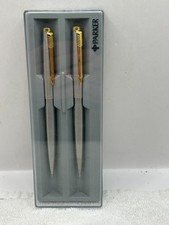 Parker 45 brushed chrome and gold tone clip ball point pen and pencil set