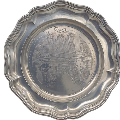 Vintage carlsberg pewter plate - vintage,