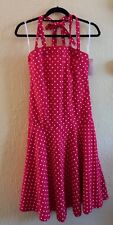 50s Style Halterneck Polka Dot Dress Red ,& White Size 12 New With Tag Costume
