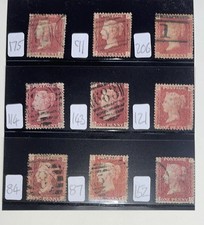 Sg43 1d Penny Red Stamps x9 on a Stock Card All Different Plate Numbers (1942)
