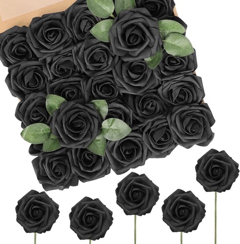 50pcs black artificial roses - 50pcs,