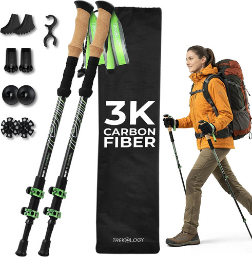 Carbon fiber trekking poles - carbon,