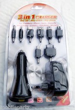 3 in1 Universal 2-Pin Mains Car, USB Charger for Nokia Samsung Motorola Go Pro