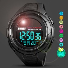 Solar&Battery Men's Boy Waterproof Date CHRONO LED Digital Military Sports Watch