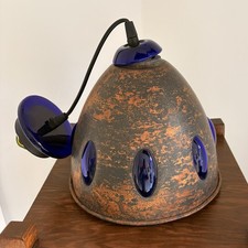 Ceiling Light Pendant In The Style Of Nanny Still McKinney, Cobalt Blue Glass