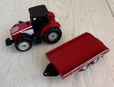 Corgi Toys Red Farm Tractor With Trailer Diecast Toy Farm Vehicle Set
