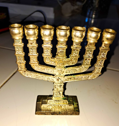 Small metal hanukkah menorah - metal,