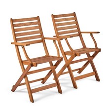 Wooden Garden Chairs Set of 2, Folding Meranti Hardwood Chairs, VonHaus
