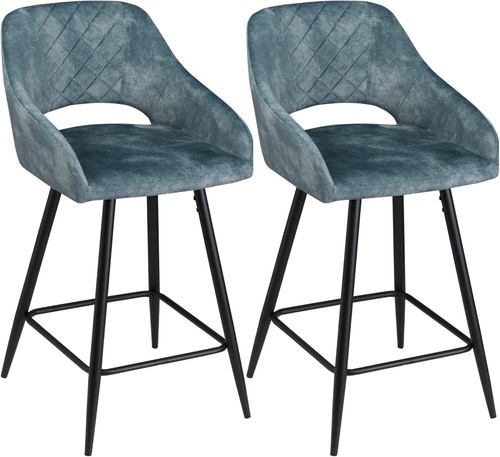 Blue velvet bar - blue, stools