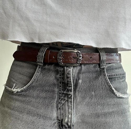 Mens leather cowboy - leather, belt