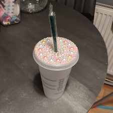 Starbucks Confetti Reusable Cold Cup Tumbler - w/ Lid &  Straw 24oz 710ml pearl