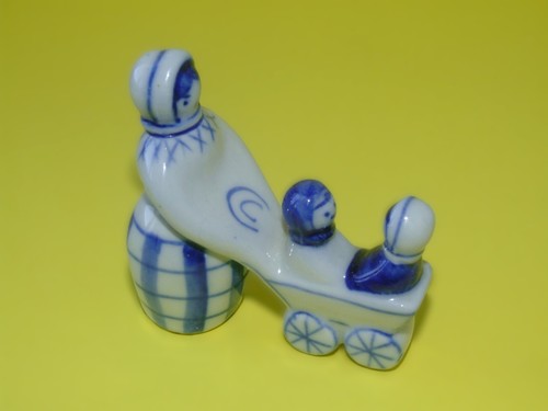 Small blue white ceramic - white,