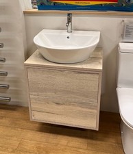 Wickes Wall Hanging 2 Drawer Soft Closing Cabinet Light Oak Vanity Unit 600mm W