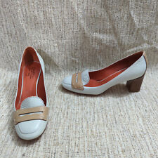 Santoni Leather Loafer Shoes Block Heels 2.5" size eu 36 uk 3