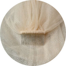 Champagne White Ivory 1m Cut Bridal Wedding Glitter Sparkle Veil Bling Fingertip