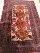 Vintage Hand Made Afghan  Oriental Red cream Wool rug Narrow Runner 120 x 80