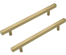 LONTAN 10 Pack Gold Cabinet Handles 160mm Hole Centers Gold Drawer Pulls Square