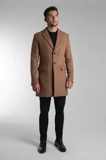 RRP £120 Steel & Jelly Single Breasted Overcoat Brown Men's M-Size Winter Coat