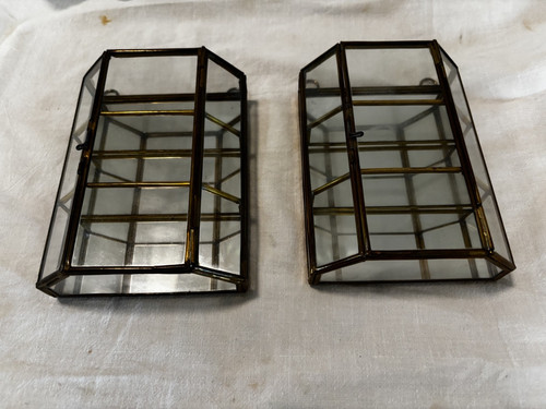 Two vintage brass glass - vintage,