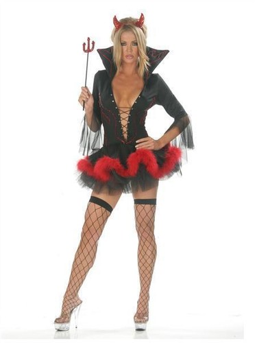Ladies halloween red black - red,