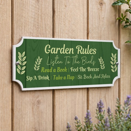 Garden rules wall plaque - garden,