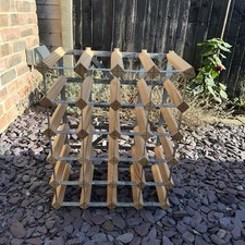 Large Wood And  Metal Stacking 24 Bottle Wine Rack Drink Storage Floor Standing