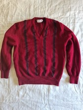 Vintage Ladies Pringle Made In Scotland Red 100% Lamswool Jumper Size M 12
