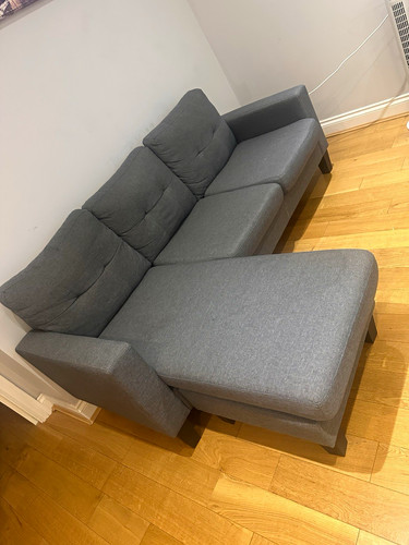 Grey linen seater sofa with - 3,