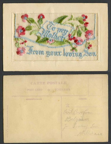 Ww1 silk embroidered old - ww1,