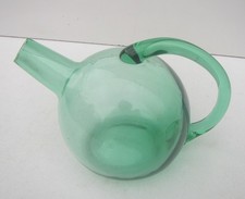 Vintage Unusual Green Art Glass Wine Carafe Jug / Teapot