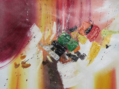 Colourful abstract large oil - colourful,