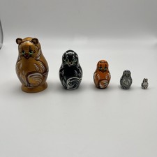 Hand Painted Cat Russian Babushka Nesting Dolls X5