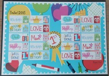 LS93 SMILERS SHEET. TITLED SMILERS 20 X 1ST CLASS STAMPS WITH ATTACHED LABELS