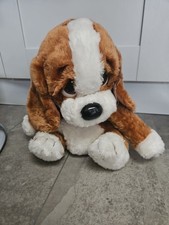 Sad Sam Plush Soft Toy. 12". Brown And White Dog. Applause.