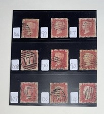 Sg43 1d Penny Red Stamps x9 on a Stock Card All Different Plate Numbers (1941)
