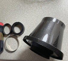 Universal Shielded Cone Carbon Fiber Air Filter Black Intake System + Adapters