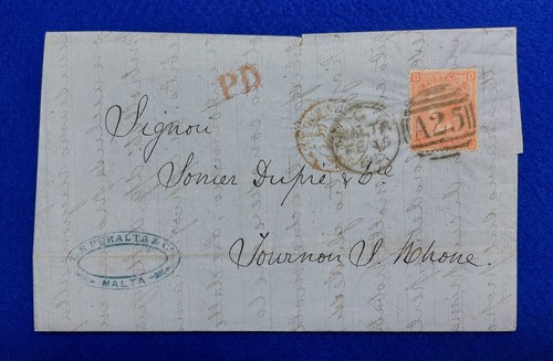 1868 malta france cover 4d - 1868, to