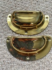 2x  Desk Cabinet Handle Vintage  Brass cup Desk Cabinet Handle  Reclaimed
